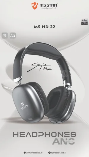 MS STAR MS HD 22 Wireless ANC Over-Ear Headphones (Hi-Res Audio)